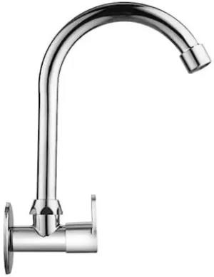 Wisdom Premium Stainless Steel Max Sink Cock with Wall Flange Kitchen and Wash Basin Tap Faucet